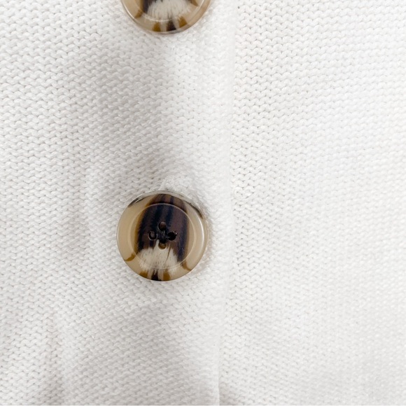 Quince Ivory 100% Organic Cotton Button Front Cropped Cardigan Sweater - Picture 4 of 8